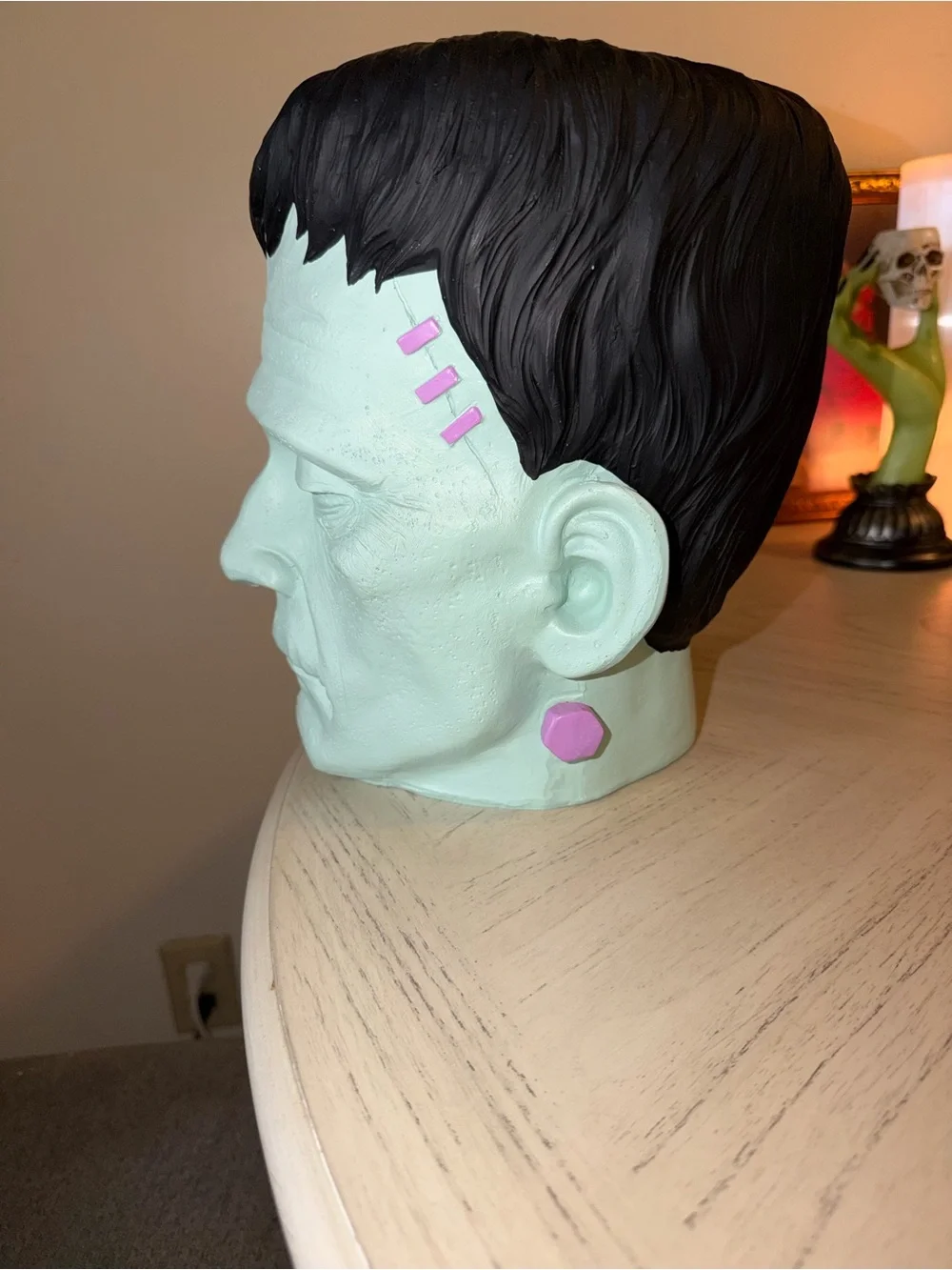 Marshalls Mint Green Frankenstein Head Accent with Black Hair